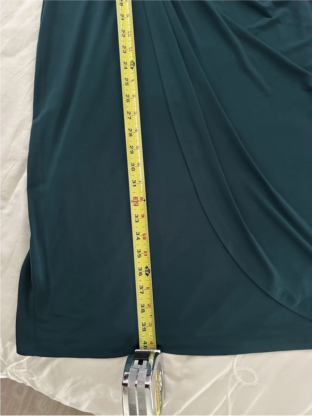 Connected Apparel 20W Hunter Green Jersey Sheath Dress Ruched 3/4 Sheer Sleeve - Picture 8 of 8